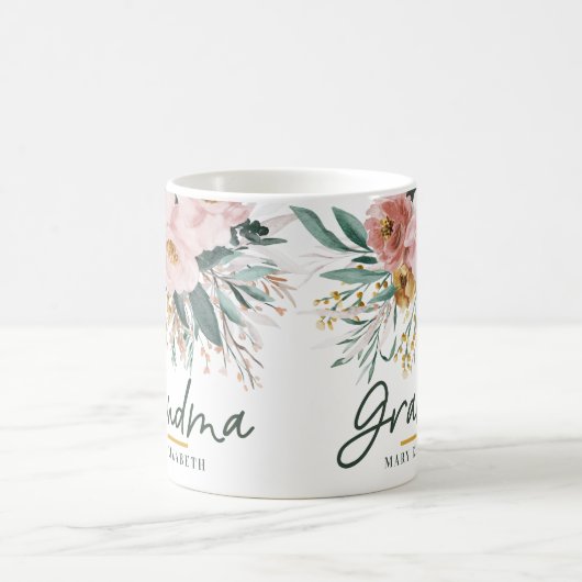Moderne Aquarellblütenschrift elegante Oma Kaffeetasse (Mittel)