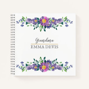 Moderne Aquarellblütenschrift elegante Oma Notizblock