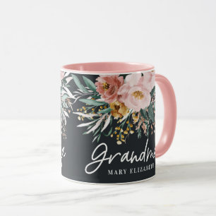 Moderne Aquarellblütenschrift elegante Oma Tasse