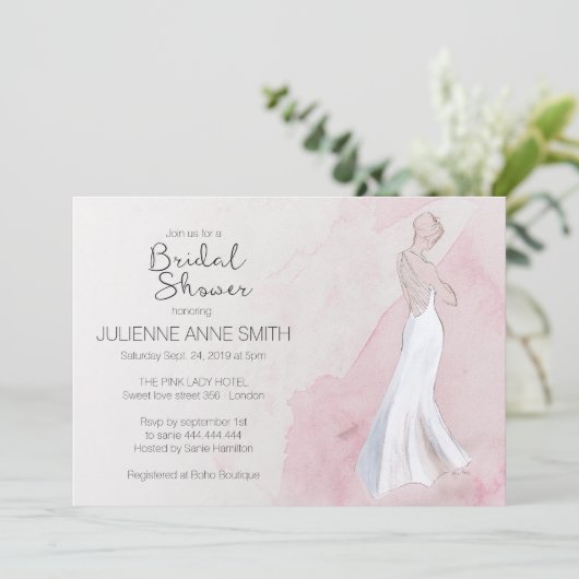 Moderne Aquarellbraun Brautdusche Einladung (Stehend Vorderseite)
