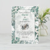 Moderne Aquarellbrunnen-Eukalyptus-Hochzeit Einladung (Stehend Vorderseite)