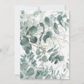 Moderne Aquarellbrunnen-Eukalyptus-Hochzeit Einladung (Rückseite)