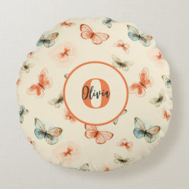 Moderne Aquarellbutterfische Rundes Kissen