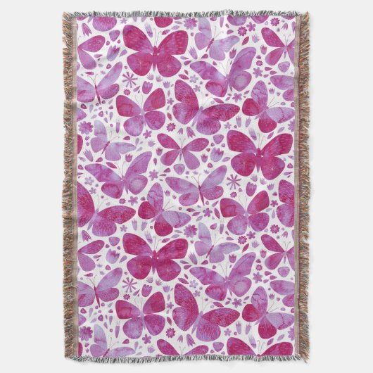 Moderne Aquarellbutterfly Hot Pink Decke (Vorderseite Vertikal)