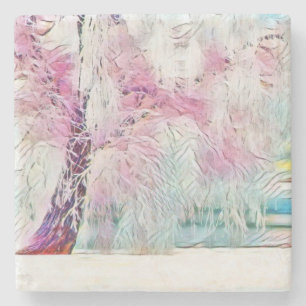 Moderne Aquarelldarstellung farbiger verschneiter Steinuntersetzer