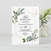 Moderne Aquarellen Eukalyptus Gold Rahmen Einladung (Stehend Vorderseite)