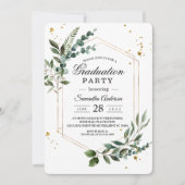 Moderne Aquarellen Eukalyptus Gold Rahmen Einladung (Vorderseite)