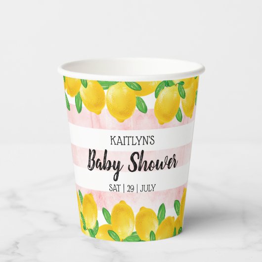 Moderne Aquarellendusche Tree Baby Dusche Pappbecher (Rückseite)