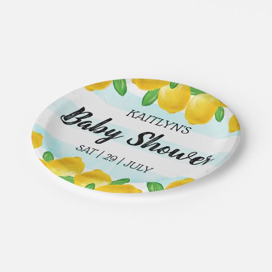 Moderne Aquarellendusche Tree Baby Dusche Pappteller (Schrägansicht)