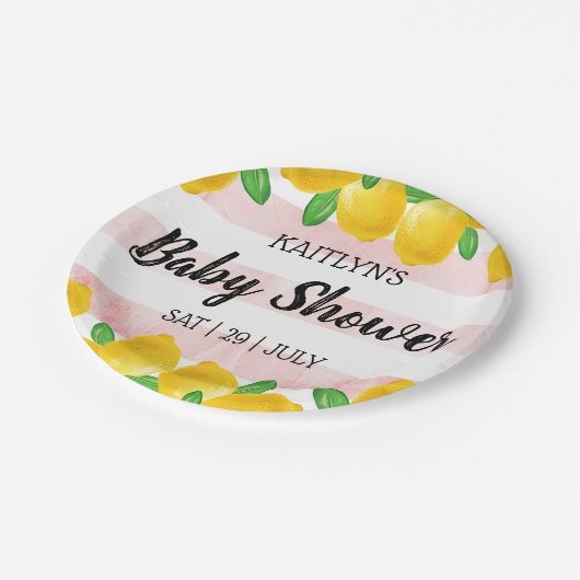 Moderne Aquarellendusche Tree Baby Dusche Pappteller (Schrägansicht)