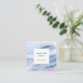 Moderne Aquarellfarbe Abstrakt Blau Rosa Aquamarin Quadratische Visitenkarte (Stehend Vorderseite)