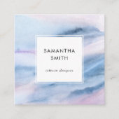 Moderne Aquarellfarbe Abstrakt Blau Rosa Aquamarin Quadratische Visitenkarte (Vorderseite)
