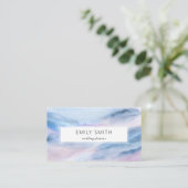 Moderne Aquarellfarbe Abstrakt Blau Rosa Aquamarin Visitenkarte (Stehend Vorderseite)