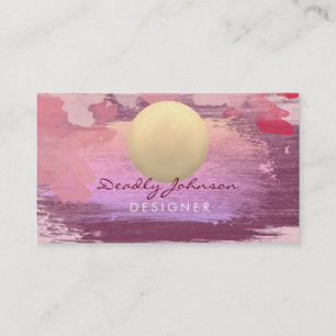 Moderne Aquarellfarbe Abstrakt Paint Pink Orange Visitenkarte
