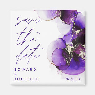 Moderne Aquarellfarbe Agate Violet Tinte Metallisc Magnet