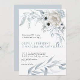 Moderne Aquarellfarbe Blass Blauer Blauer Blütenbl Einladung