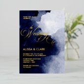 Moderne Aquarellfarbe Dunkle Nacht Dunkelblau Abst Folieneinladung (Stehend vorne)