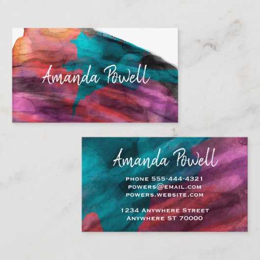 moderne Aquarellfarbe lila abstrakte Gewohnheit Visitenkarte (Vorne/Hinten)