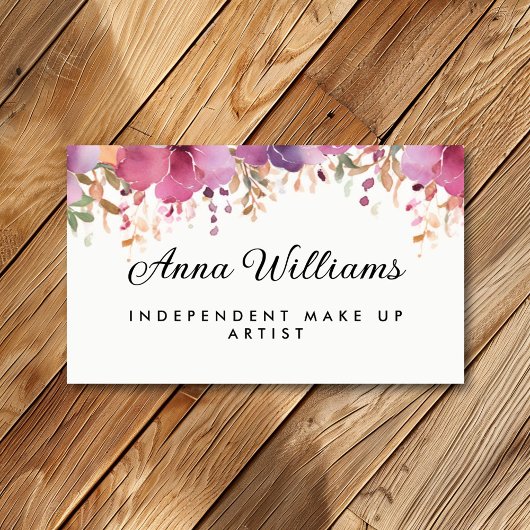 Moderne Aquarellfarbe Rosa Blume Minimalistisch Visitenkarte