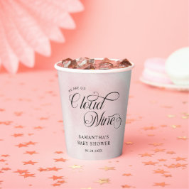 Moderne Aquarellfarbe Rosa Cloud Nine Baby Dusche Pappbecher