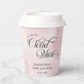Moderne Aquarellfarbe Rosa Cloud Nine Baby Dusche Pappbecher (Rückseite)