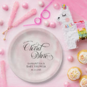 Moderne Aquarellfarbe Rosa Cloud Nine Baby Dusche Pappteller (Party)