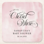 Moderne Aquarellfarbe Rosa Cloud Nine Baby Dusche Rechteckiger Pappuntersetzer (Vorderseite)