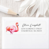 Moderne Aquarellfarbe Rosa Flamingo-Rücksendeadres (Insitu)