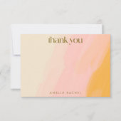 Moderne Aquarellfarbe Rosa Gelbe Bat Mitzvah Dankeskarte (Vorderseite)