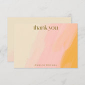 Moderne Aquarellfarbe Rosa Gelbe Bat Mitzvah Dankeskarte (Vorne/Hinten)