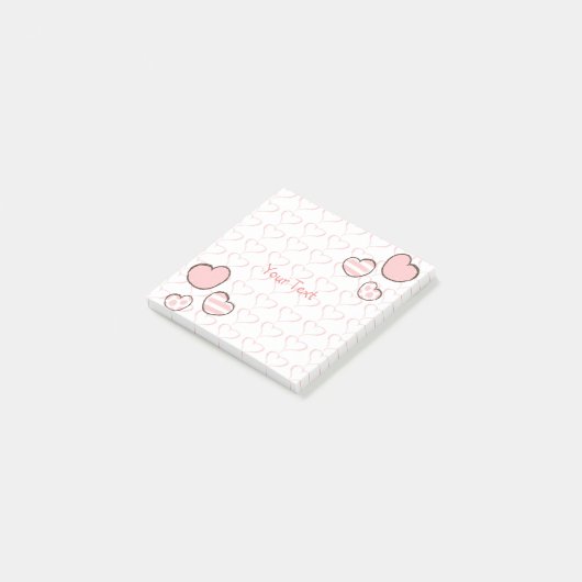 Moderne Aquarellfarbe Rosa Herz nach Maß Post-it Klebezettel (angewinkelt)