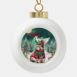 Moderne Aquarellfarbe Sonnenhasen Weihnachtsbaum S Keramik Kugel-Ornament