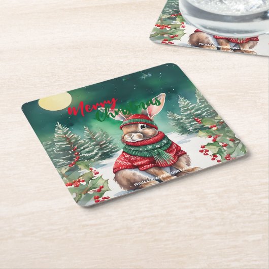 Moderne Aquarellfarbe Sonnenhasen Weihnachtsbaum S Rechteckiger Pappuntersetzer (angewinkelt)