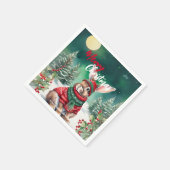 Moderne Aquarellfarbe Sonnenhasen Weihnachtsbaum S Serviette (Ecke)