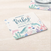 Moderne Aquarellfarbe unter der Sea Baby Dusche Rechteckiger Pappuntersetzer (angewinkelt)