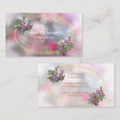 Moderne Aquarellfarben Abstrakte Blume Gold Frame  Visitenkarte (Vorne/Hinten)