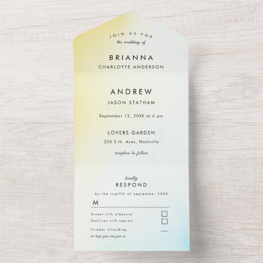 Moderne Aquarellfarben alles in einem Einzel All In One Einladung (Innen Boden)