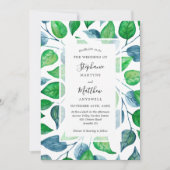 Moderne Aquarellfarben Blätter Foliage Wedding Einladung (Vorderseite)
