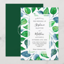 Moderne Aquarellfarben Blätter Foliage Wedding