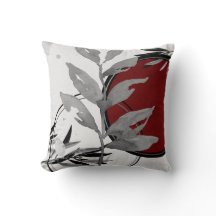 Moderne Aquarellfarben-Blätter | Gray & Burgund