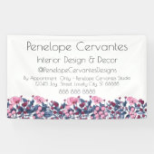 Moderne Aquarellfarben, blau und rosa, floral Banner (Horizontal)
