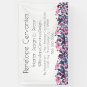 Moderne Aquarellfarben, blau und rosa, floral Banner (Vertikal)