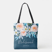Moderne Aquarellfarben Blauer Hochzeitsheirat Tasche (Rückseite)
