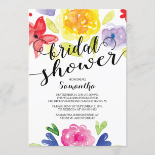 Moderne Aquarellfarben Blume Bridal Dusche Einladu Einladung