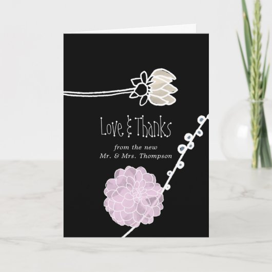 Moderne Aquarellfarben-Blume Hochzeitsstift Foto Dankeskarte (Vorderseite)