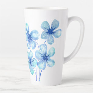Moderne Aquarellfarben-Blume in Blau Milchtasse