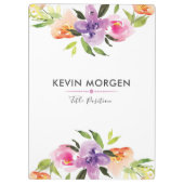 Moderne Aquarellfarben Blume Kranz Klemmbrett (Rückseite)