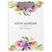 Moderne Aquarellfarben Blume Kranz Klemmbrett (Vorderseite)