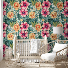 Moderne Aquarellfarben Blume Mehrfarbengarten Nied Tapete