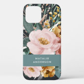 Moderne Aquarellfarben, Blumen und Blätter elegant Case-Mate iPhone Hülle (Rückseite)